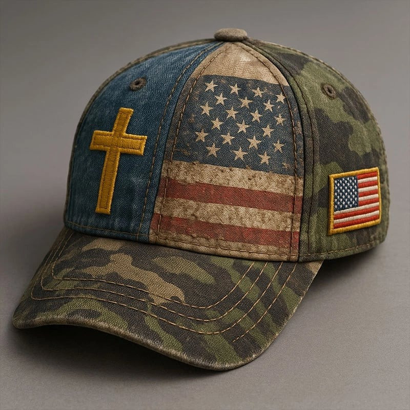 Cross US Flag Veteran Hat Camo Military Baseball Cap Veteran Inspired Gifts For Dad Basgiathsweatshirts