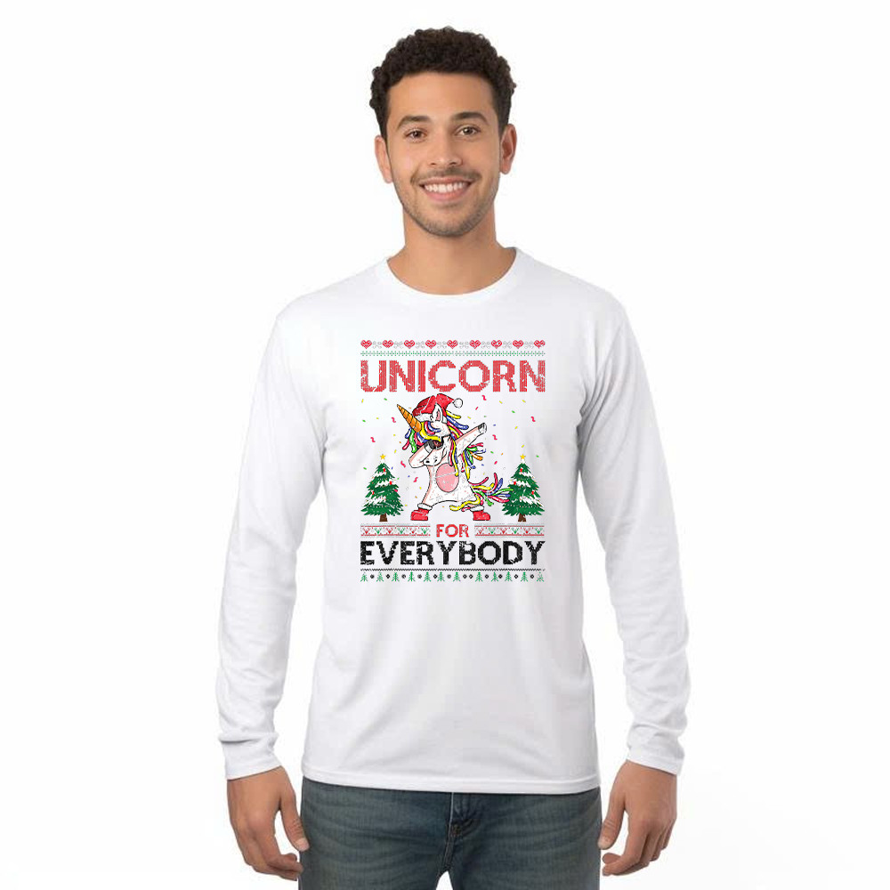 Dabbing Unicorn For Everybody Christmas Long Sleeve Shirt Fun Christmas Gifts For Unicorn Lovers Basgiathsweatshirts