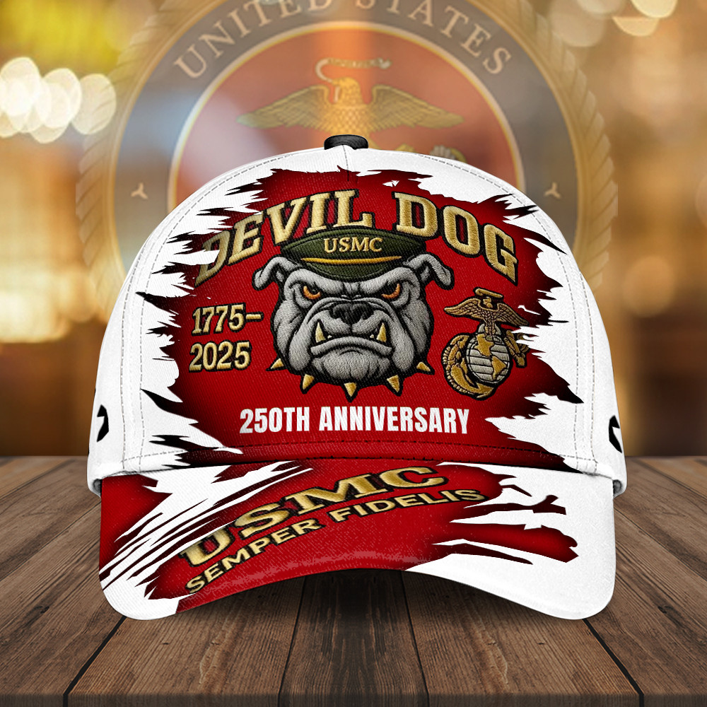 Devil Dog USMC 250th Anniversary Hat Semper Fidelis Marine Corps Merch Gifts For Veterans Basgiathsweatshirts