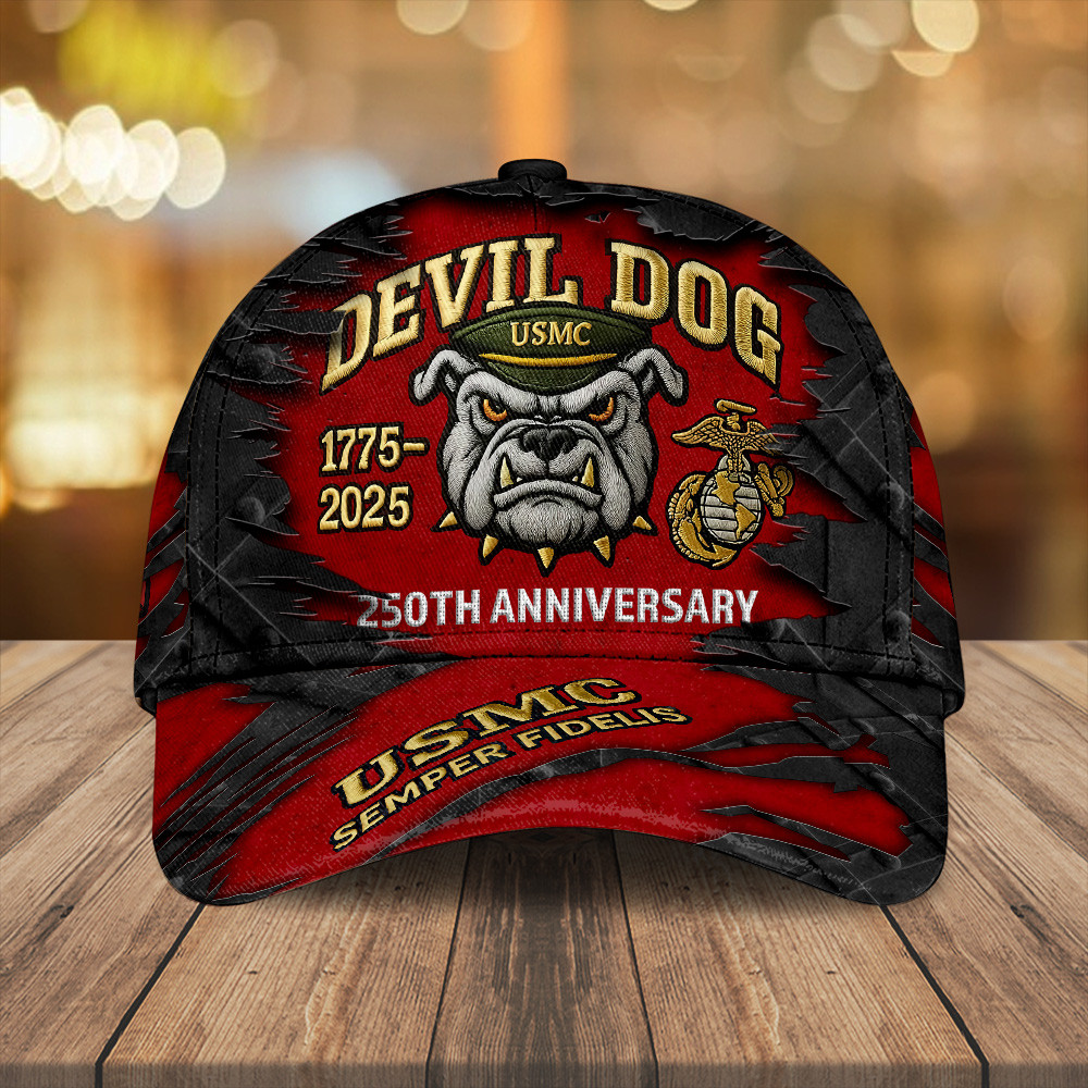 Devil Dog USMC 250th Anniversary Hat Semper Fidelis Marine Veteran Merch Gifts Basgiathsweatshirts