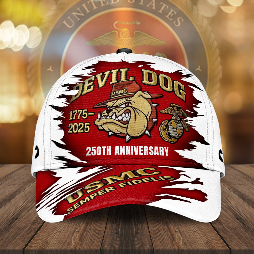 Devil Dog USMC 250th Anniversary Hat Semper Fidelis Merch Best Gift For A Marine Veteran Basgiathsweatshirts