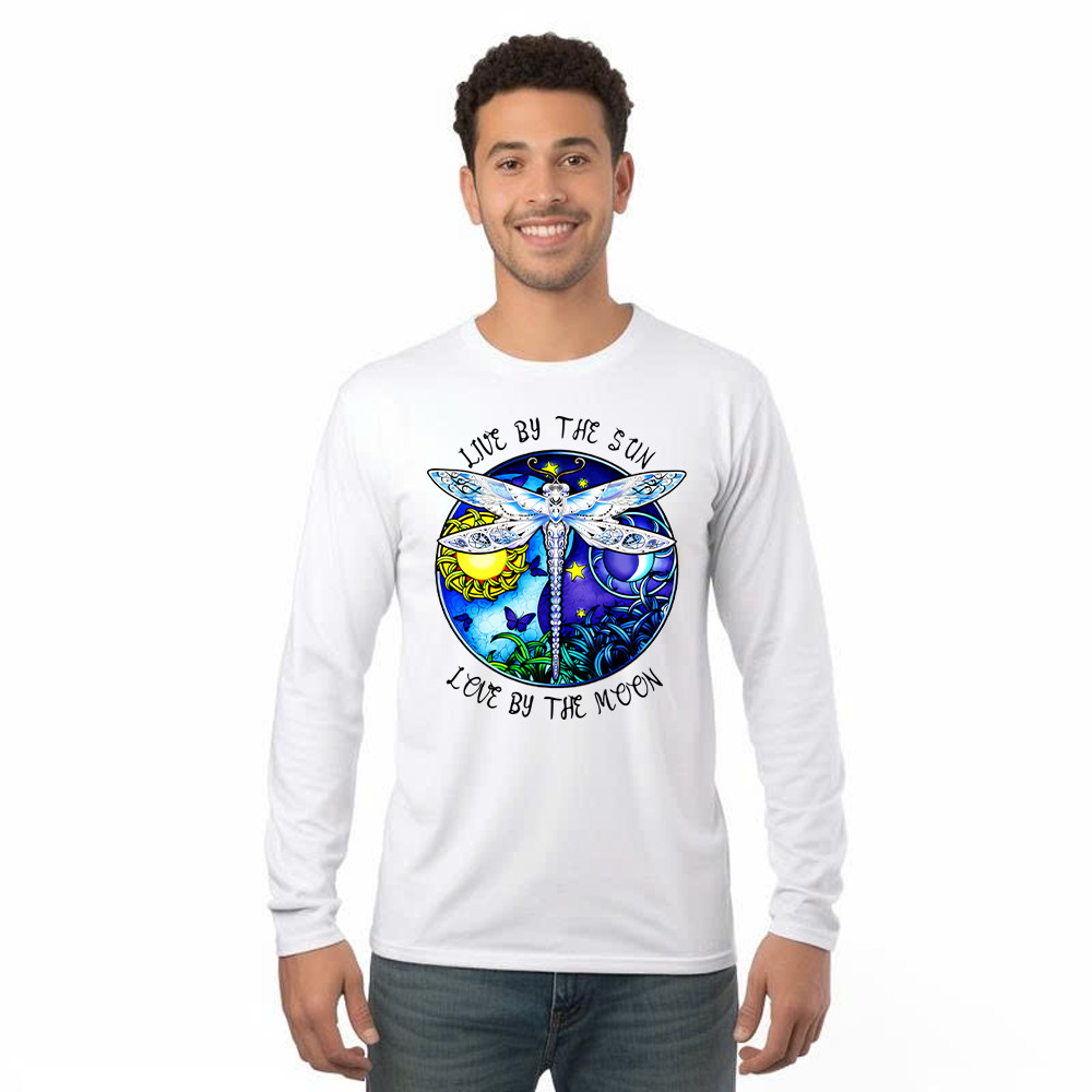 Dragonfly Live By The Sun Love By The Moon Shirt With Sayings Dragonfly Long Sleeve Shirt Women Basgiathsweatshirts