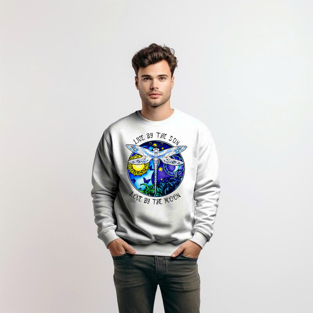 Dragonfly Live By The Sun Love By The Moon Shirt With Sayings Dragonfly Sweatshirt Women Basgiathsweatshirts