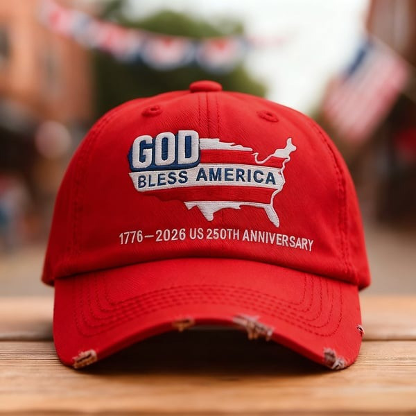 God Bless America 1776 2026 Hat 250th Anniversary Baseball Cap God Inspired Gifts Basgiathsweatshirts