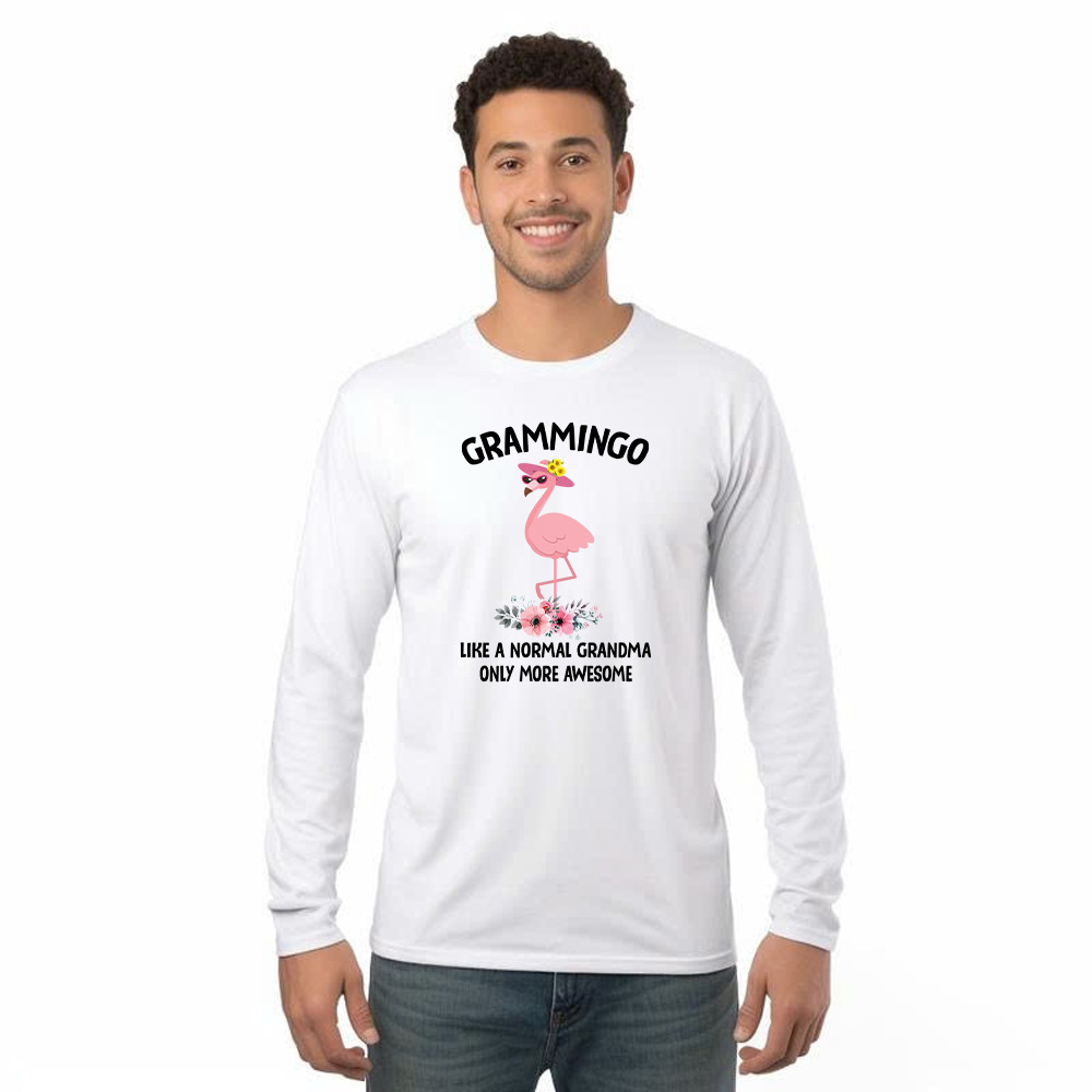 Grammingo Like Normal Grandma Only More Awesome Long Sleeve Shirt Flamingo Woman Fun Tees Gifts For Grandma Basgiathsweatshirts