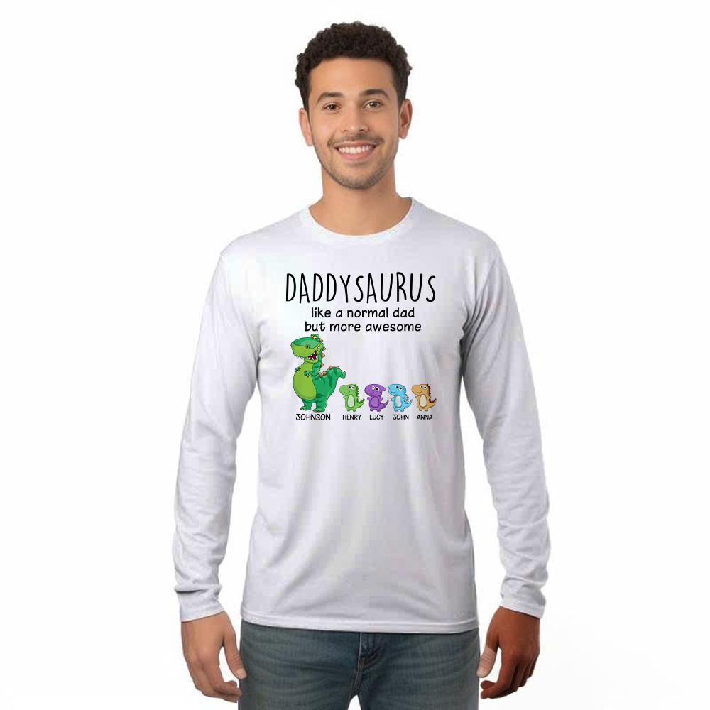 Grandpasaurus Like A Normal Dad But More Awesome Shirt Cute Dinosaurs Graphic Long Sleeve Shirt Daddy Gift Basgiathsweatshirts
