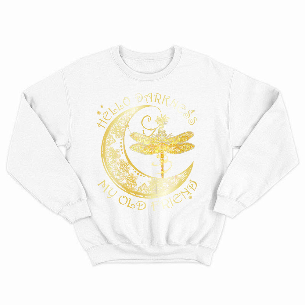 Hello Darkness My Old Friend Shirt Dragonfly Moon Graphic Sweatshirt Gift For Men Basgiathsweatshirts