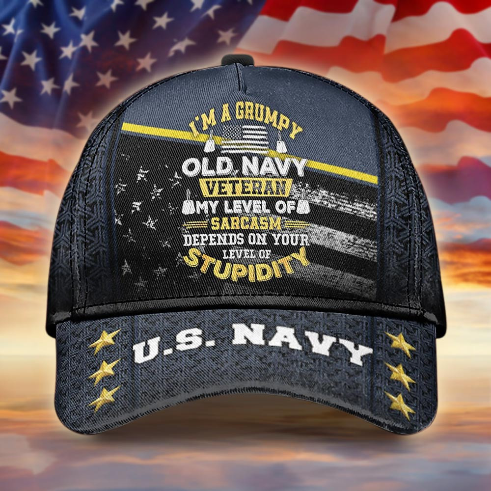 I’m A Grumpy Old Navy Veteran Hat Patriotic Hat Navy Gifts For Father Basgiathsweatshirts