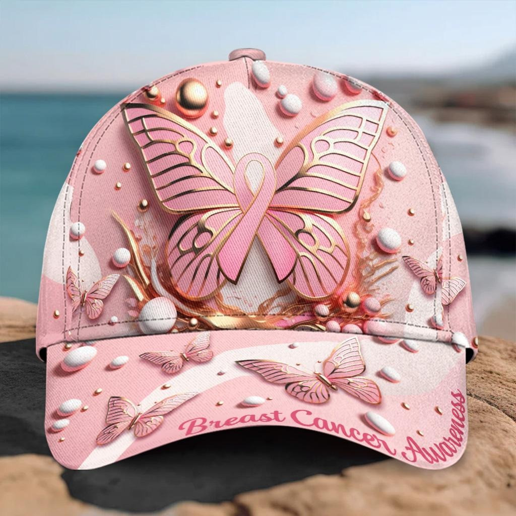 Pink Butterfly Breast Cancer Awareness Pink Hat Best Breast Cancer Christmas Gifts Basgiathsweatshirts