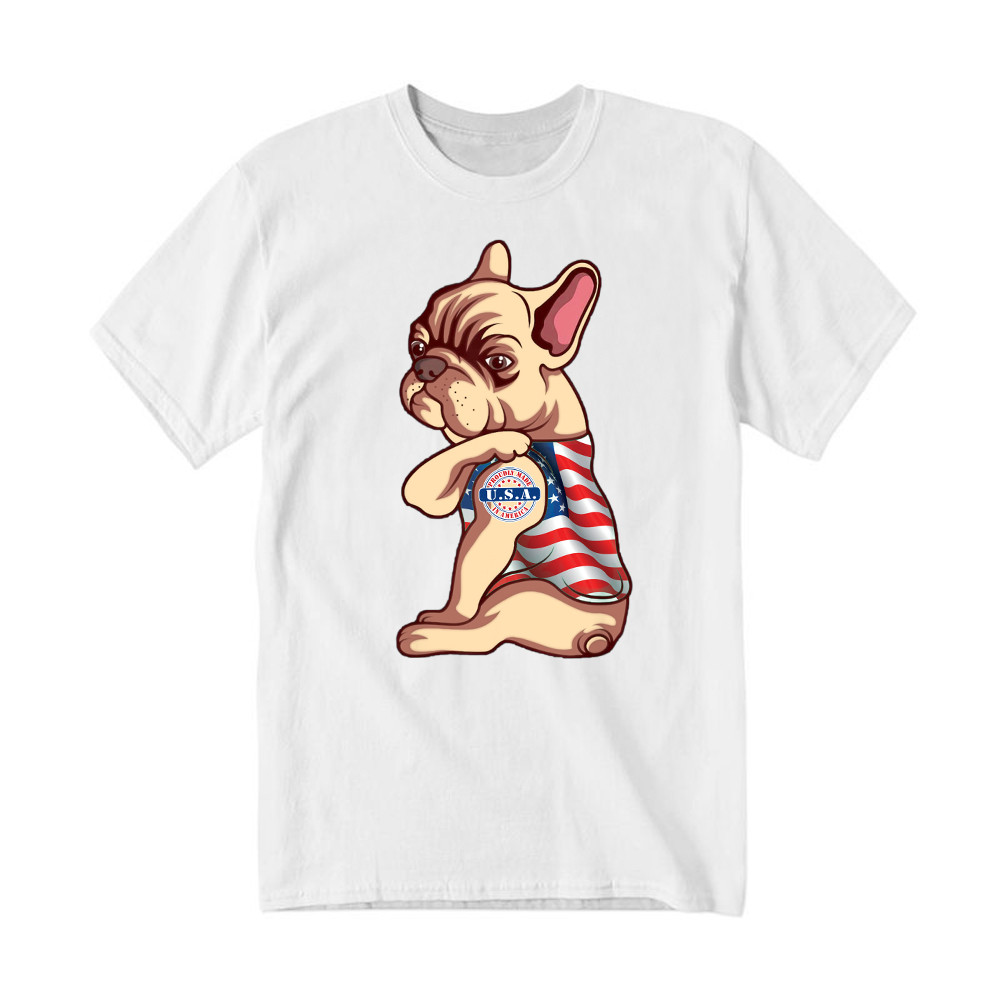 Pitbull With Tattoo USA Proudly Made In America Shirt Fun Dog Design T-Shirt Patriotic Gift Basgiathsweatshirts