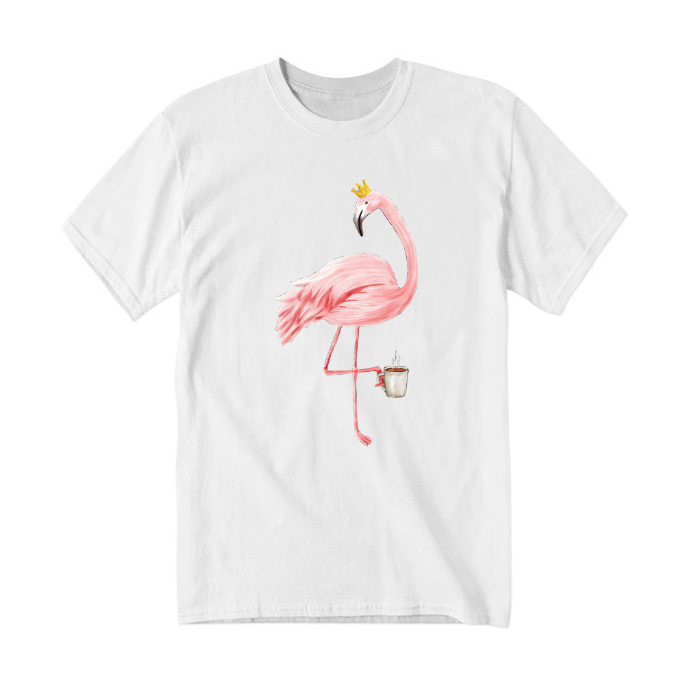 Queen Flamingo With Coffee Shirt Cute Animal Ladies T-Shirt Gift For Coffee Lovers Basgiathsweatshirts