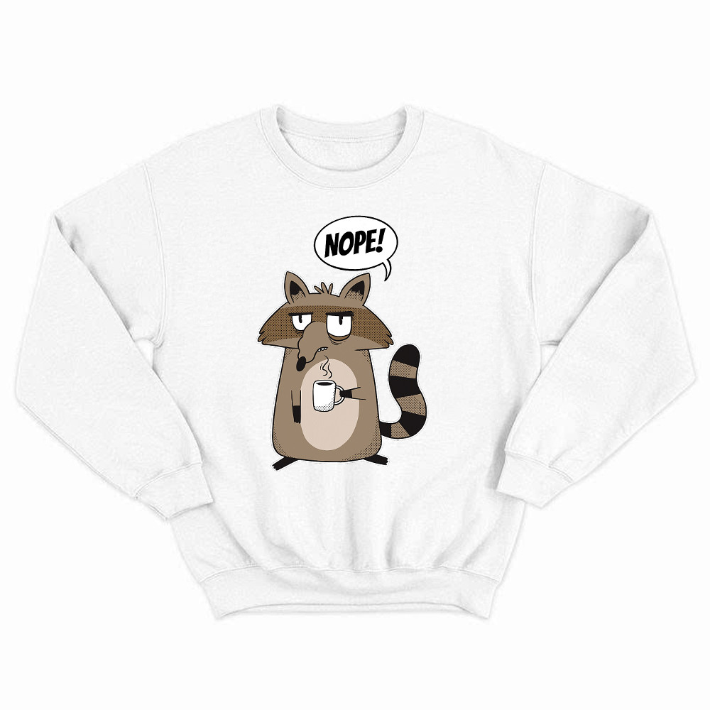 Racoon Morning Coffee Nope Sweatshirt Hilarious Funny Racoon Shirt Graphic Tee Basgiathsweatshirts