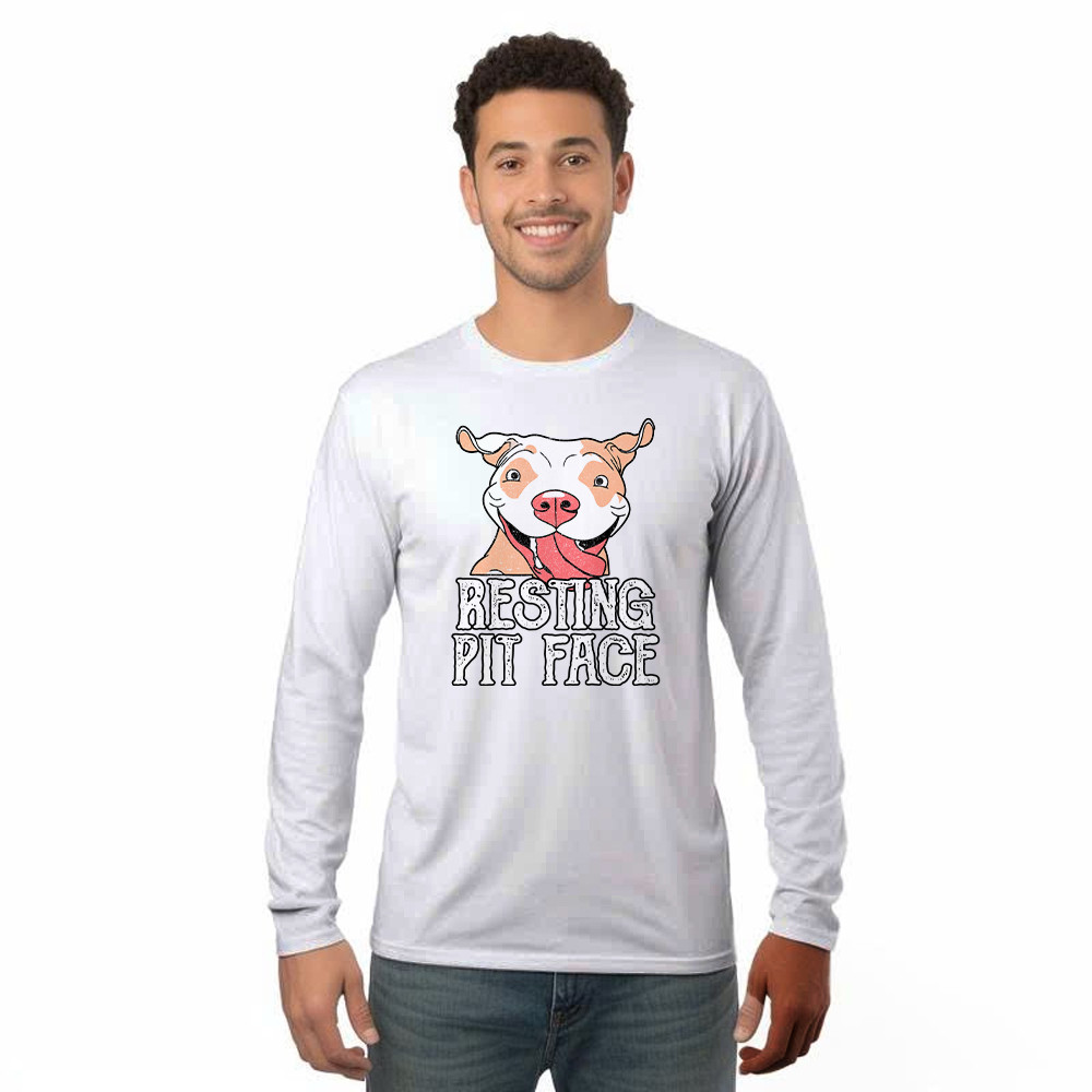 Resting Pit Face Shirt Funny Pitbull Graphic Long Sleeve Shirt Gifts For Dog Owners Basgiathsweatshirts