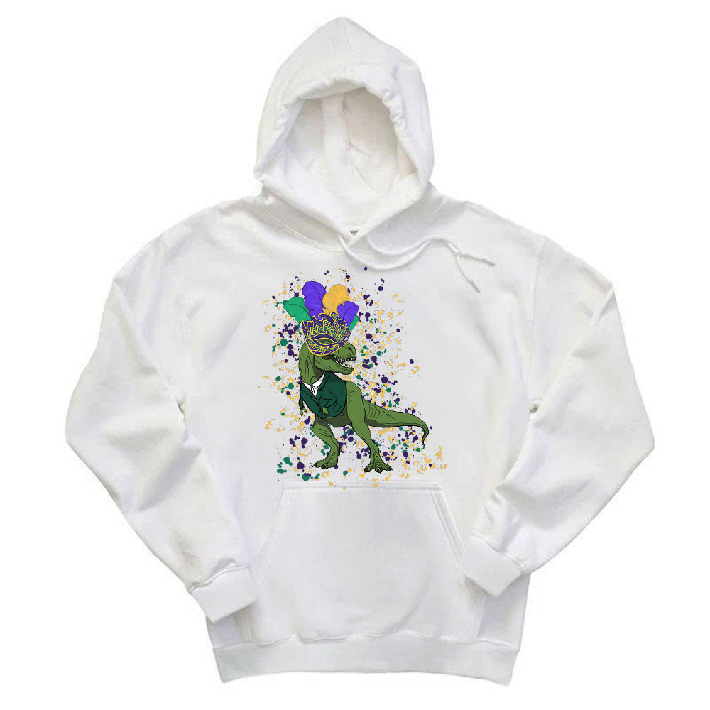 T-Rex Dinosaur Mardi Gras Hoodie Themed Mardi Gras Gift Ideas For Him Basgiathsweatshirts