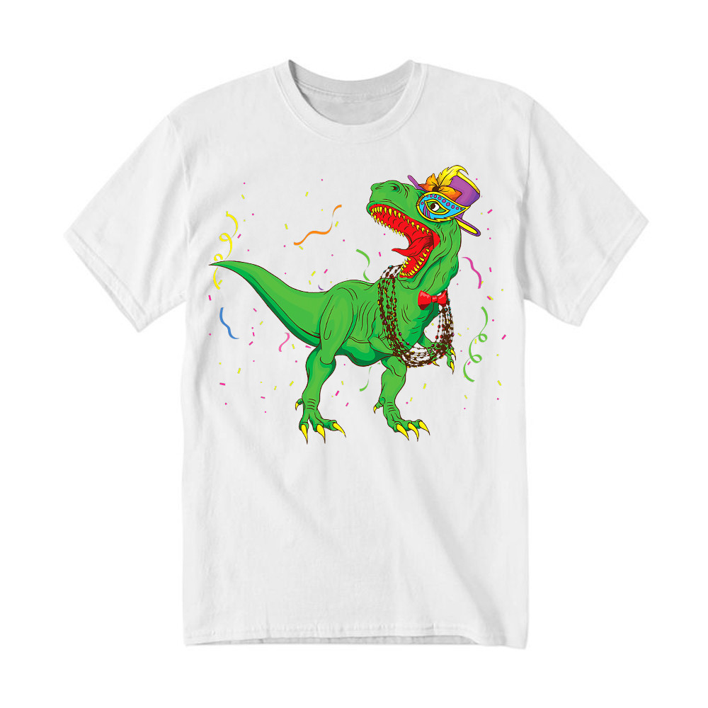 T-Rex Mardi Gras Shirt Dinosaur Lovers Party T-Shirt Mardi Gras Themed Gifts Basgiathsweatshirts