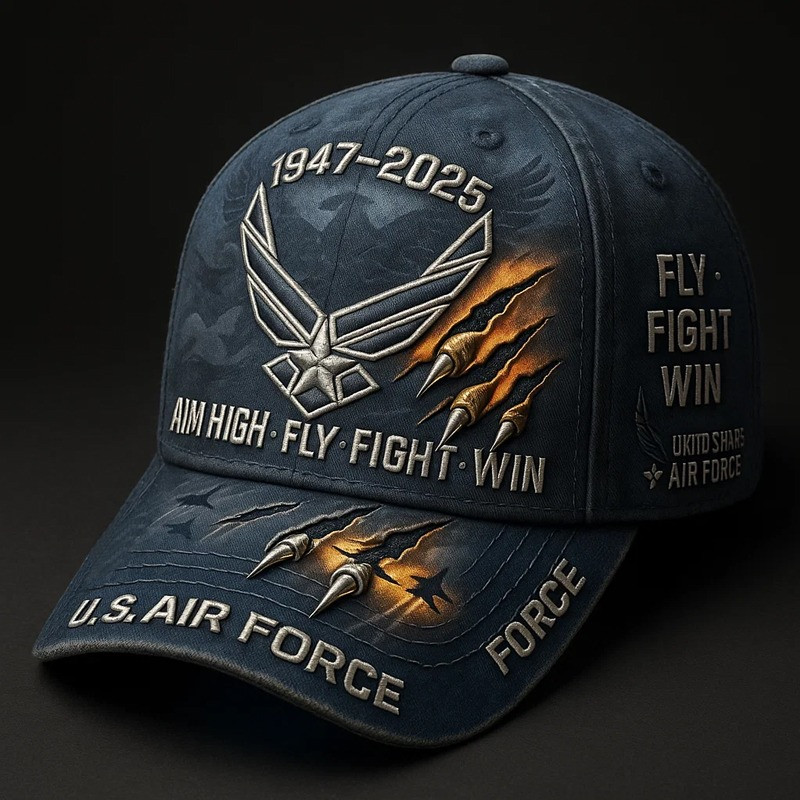 United States Air Force Veteran Hat 1947 2025 Aim High Fly Fight Win Cap Gifts For Him Basgiathsweatshirts