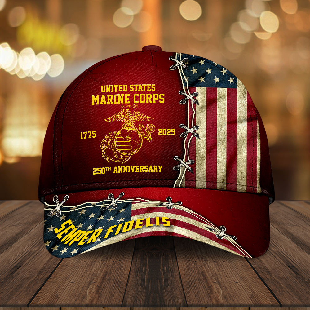 United States Marine Corps 250th Anniversary Hat Semper Fidelis USMC Merch Patriotic Gifts Basgiathsweatshirts