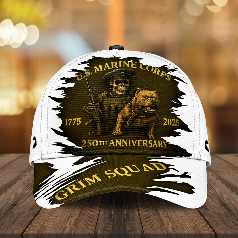 US Marine Corps 250th Anniversary Hat Grim Squad Ball Cap USMC Veteran Merch Gifts Basgiathsweatshirts