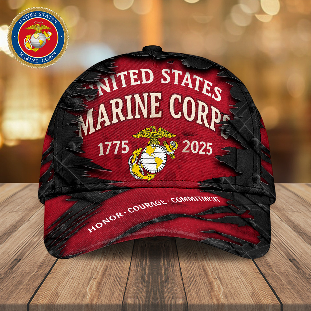 US Marine Corps 250th Anniversary Hat Honor Courage Commitment Merch Gifts For Veteran Dad Basgiathsweatshirts