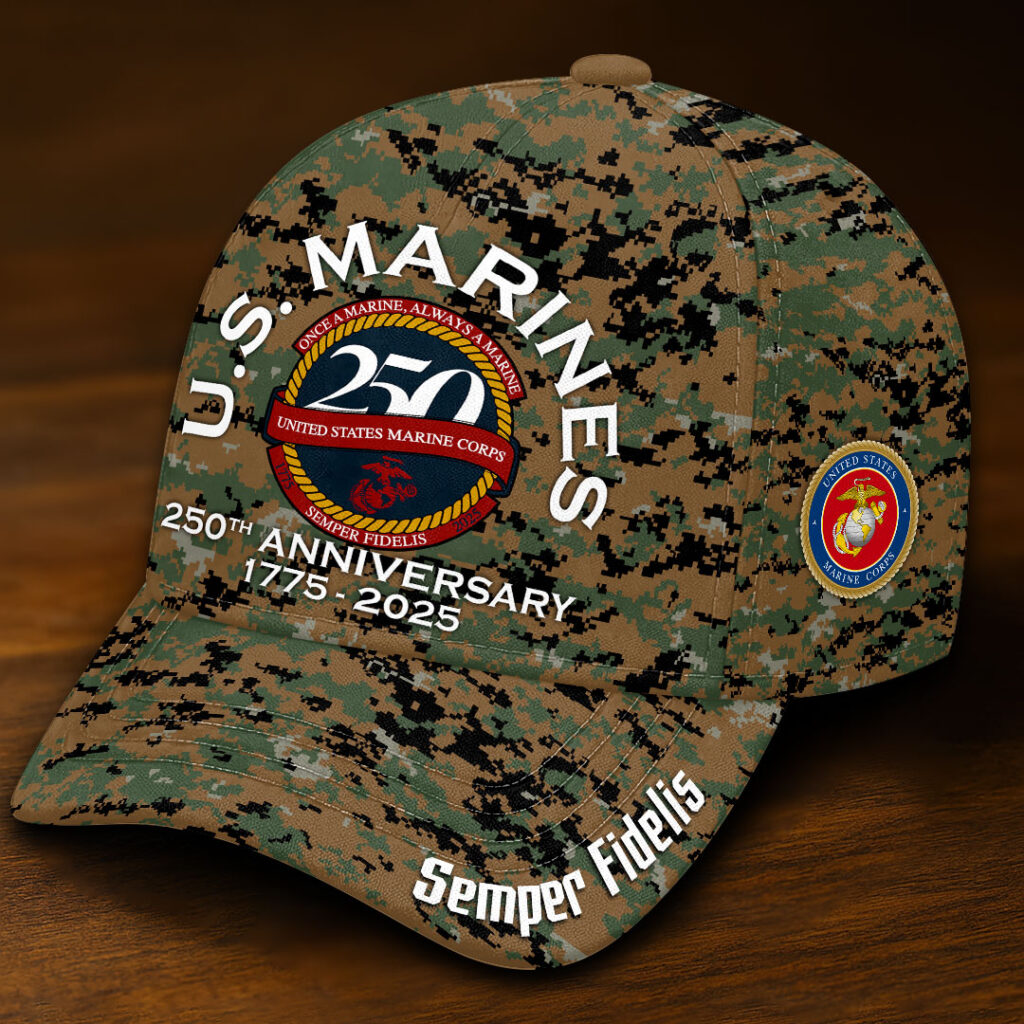 US Marines 250th Anniversary Camo Hat Semper Fidelis USMC Merch Gifts For Military Veterans Basgiathsweatshirts