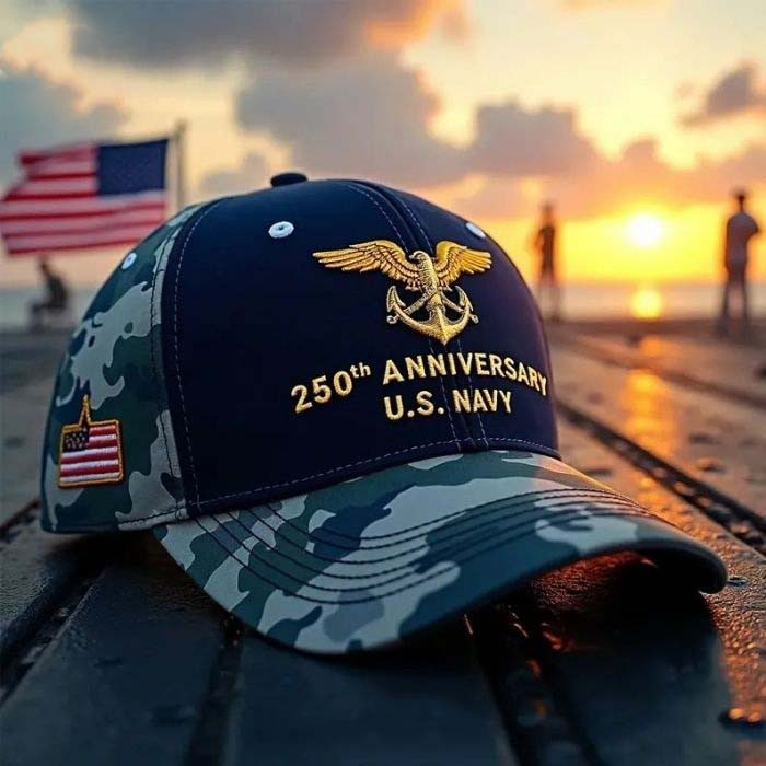 US Navy 250Th Anniversary Camo Hat Military Veteran Cap US Navy Memorial Gift Basgiathsweatshirts