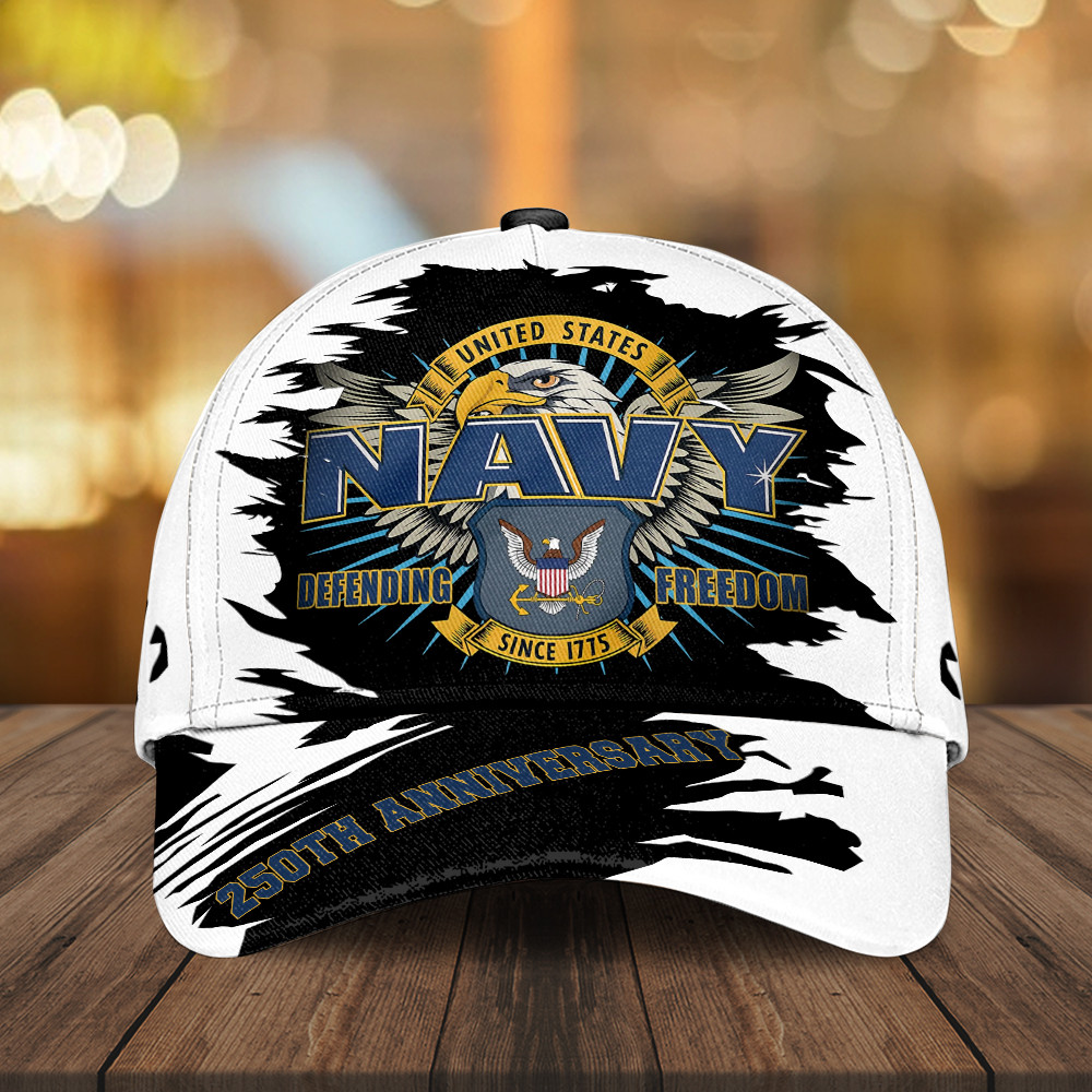 US Navy 250th Anniversary Hat Defending Freedom USN Merch Gifts For Patriot Basgiathsweatshirts