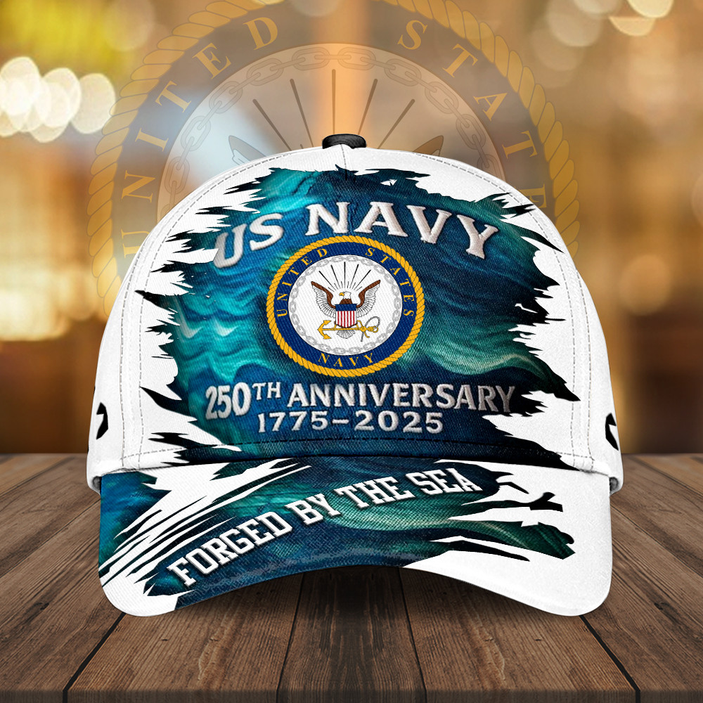 US Navy 250th Anniversary Hat Forged By The Sea USN Merch Best Gifts For Veterans Basgiathsweatshirts