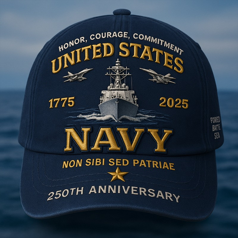 US Navy 250th Anniversary Hat Honor Courage Commitment 1775 2025 Best Patriotic Gifts Basgiathsweatshirts