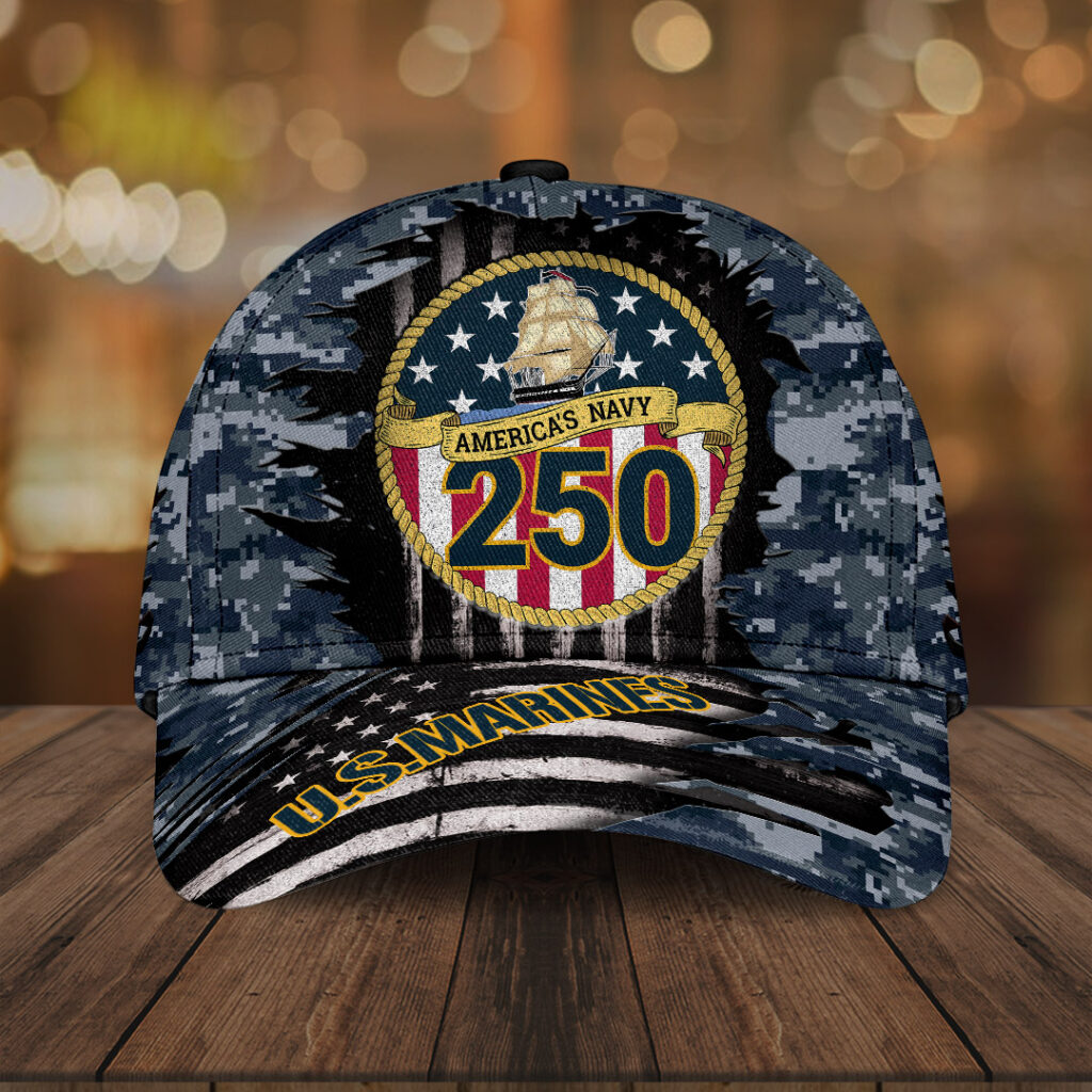 US Navy 250th Anniversary Hat US Marines USN Merch Patriotic Gifts For Dad Basgiathsweatshirts