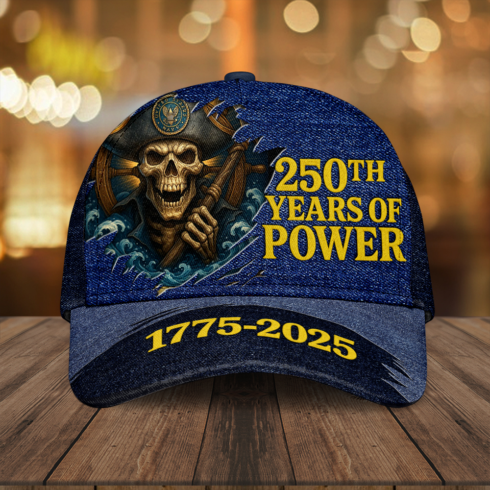 US Navy 250th Years Of Power Hat 1775 2025 Pirate Skull Baseball Cap Gifts For Navy Veterans Basgiathsweatshirts