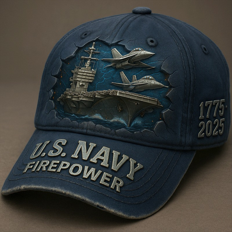 U.S Navy Veteran Hat Firepower 1775 2025 Military Cap Patriotic Present Ideas Basgiathsweatshirts