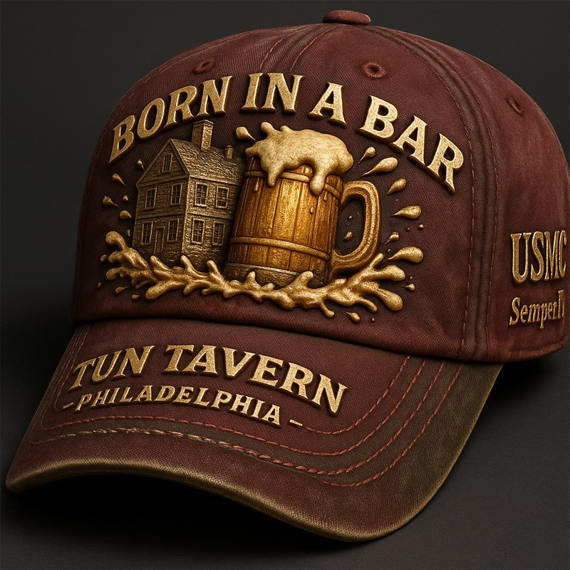 US Veteran Hat Born In A Bar Tun Tavern USMC Veteran Cap Present Ideas Basgiathsweatshirts