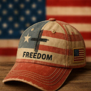 U.S Veteran Hat Freedom Cross American Flag Christian Faith Cap Gift Ideas Basgiathsweatshirts