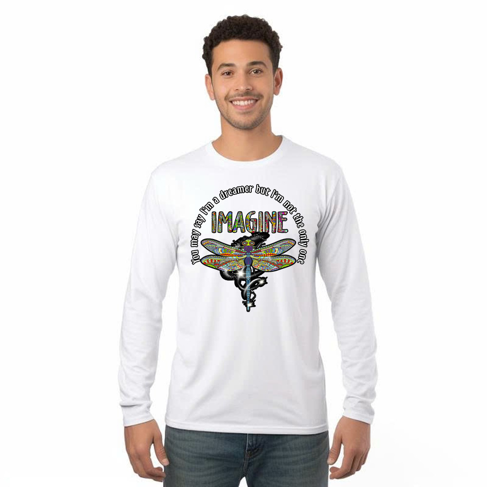 You May I’m A Dreamer But I’m Not The Only One Shirt Pattern Art Dragonfly Long Sleeve Shirt Men Women Basgiathsweatshirts