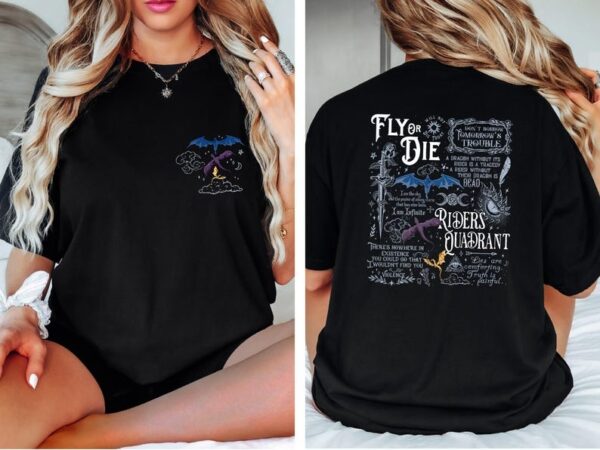 Fly or Die T-Shirt Fantasy Academy Dragon Rider Tee, Book Inspired Unisex Gift for Readers
