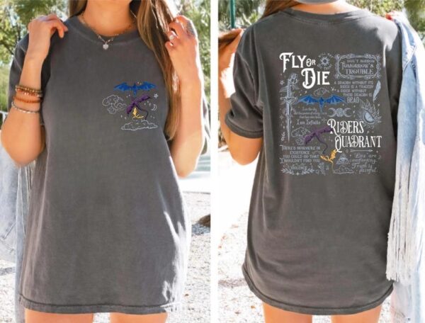 Fly or Die T-Shirt Fantasy Academy Dragon Rider Tee, Book Inspired Unisex Gift for Readers