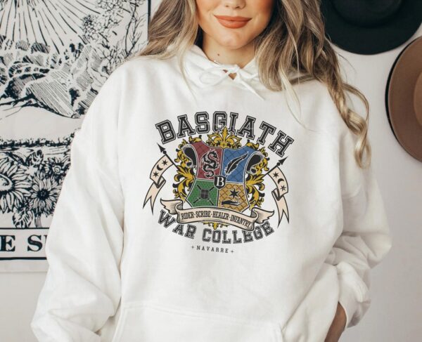 Basgiath War College Quadrants Crest Hoodie – Fourth Wing Fantasy Book Merch Sweatshirt Gift for Fans