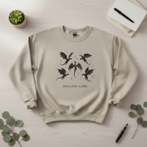 Minimalist Dragon Rider Sweatshirt Aesthetic Fantasy Book Lover Gift