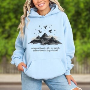 Dragon Rider Minimalist Hoodie – Fourth Wing Inspired Fantasy Apparel